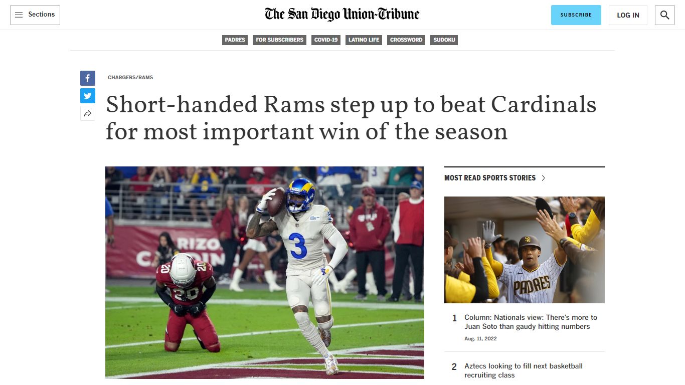 L.A. Rams overcome depleted roster to beat Arizona ...